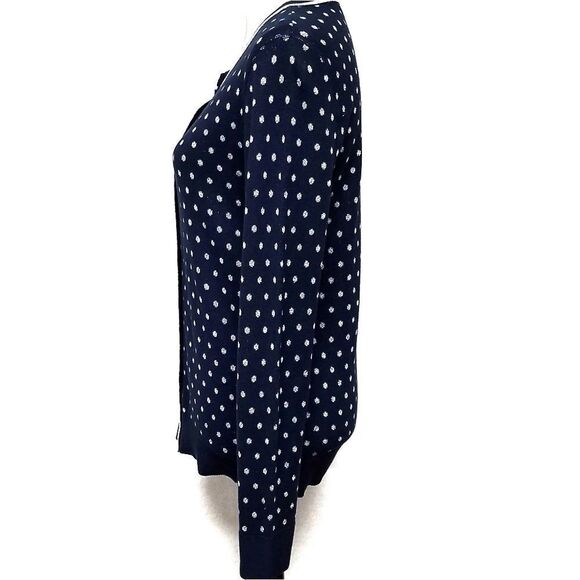 JONES New York Blue Silver Polka Dot Sweater Med - Picture 4 of 8